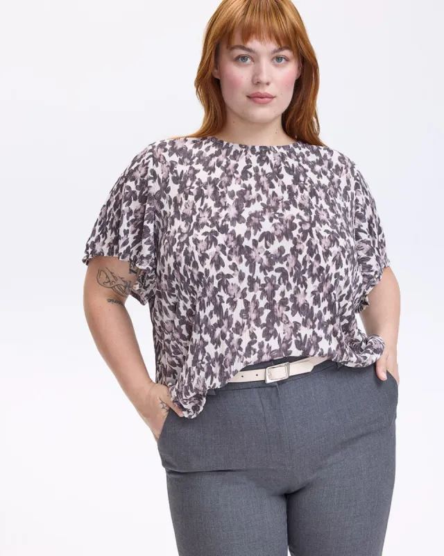 Short-Flutter-Sleeve Crew-Neck Blouse sold by Reitmans