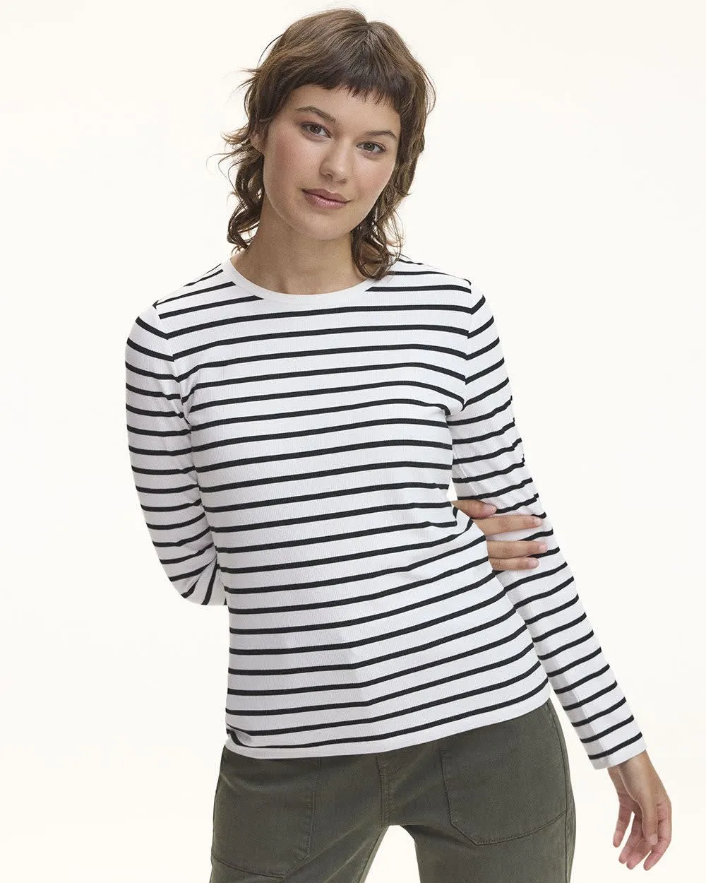 Long-Sleeve Crew-Neck Ribbed Top sold by Reitmans product image thumbnail 3