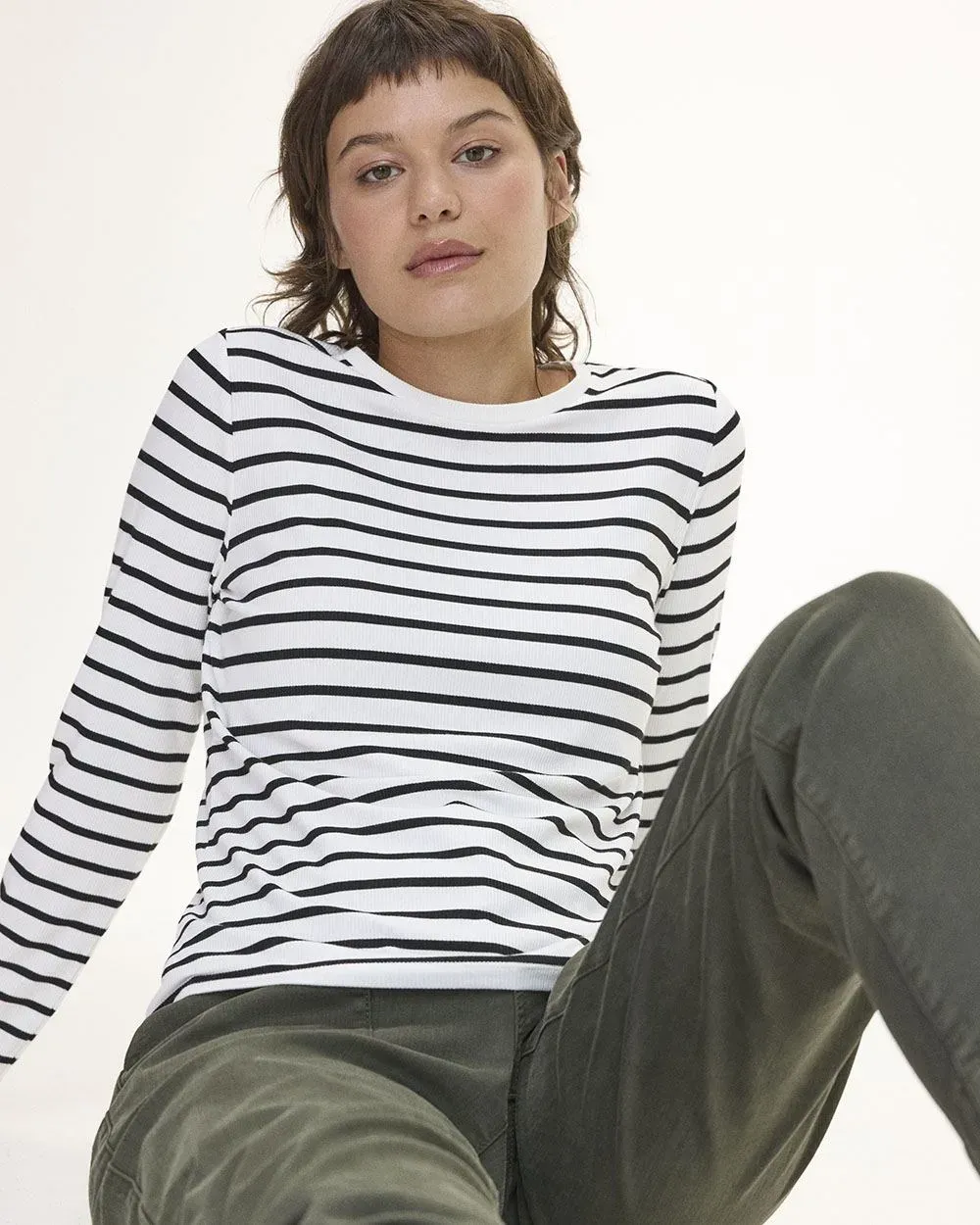 Long-Sleeve Crew-Neck Ribbed Top sold by Reitmans product image thumbnail 5