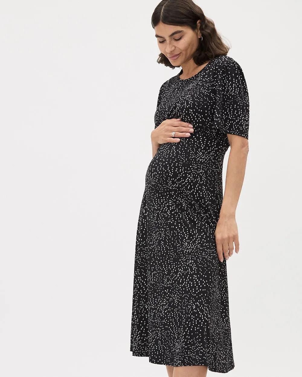Short-Sleeve Crew-Neck Midi Dress - Thyme Maternity sold by Reitmans
