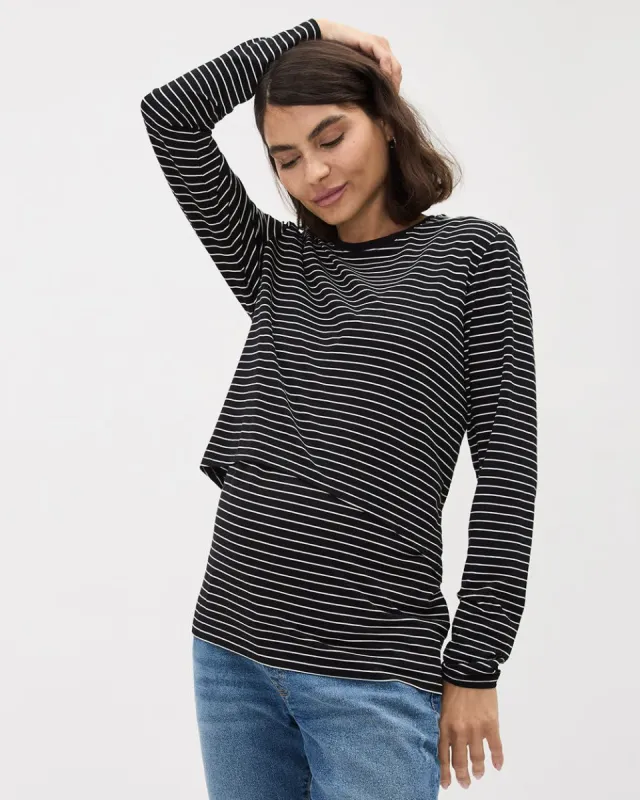 Striped Long-Sleeve Nursing Tee - Thyme Maternity made by Reitmans