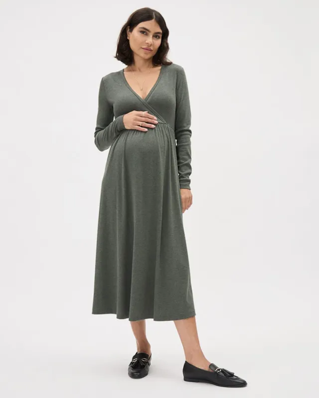 Nursing Wrap Ribbed Sweater Dress - Thyme Maternity sold by Reitmans