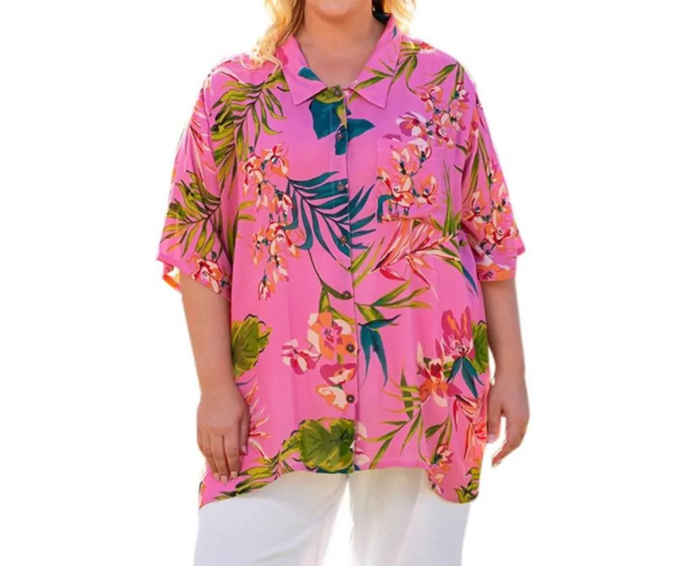 On The Plus Side - Short Sleeve Ibiza Shirt - Plus sold by Reitmans