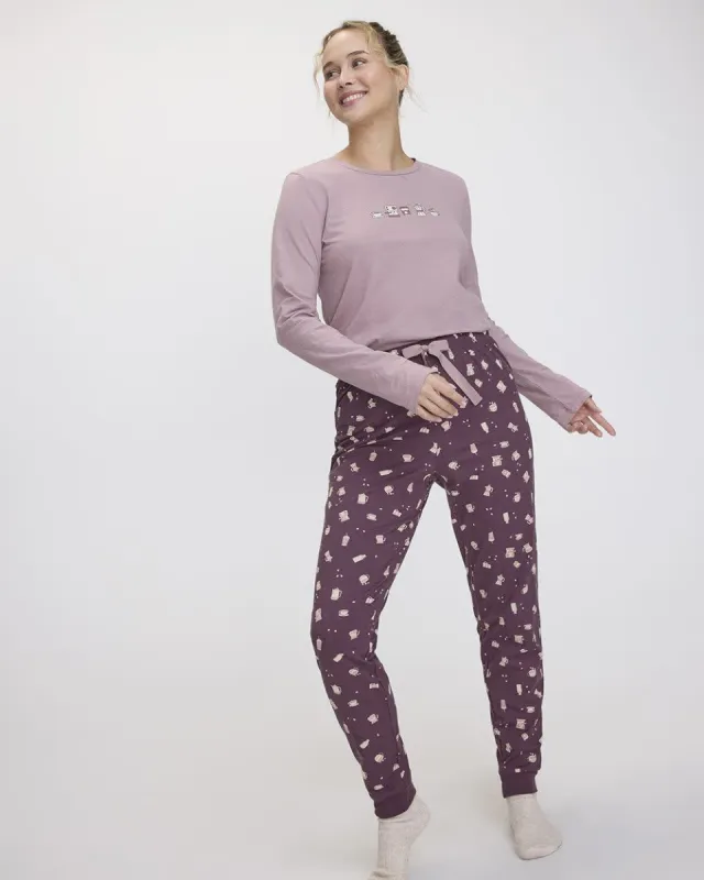 Long-Sleeve Top and Jogger Cotton Pyjama Set sold by Reitmans