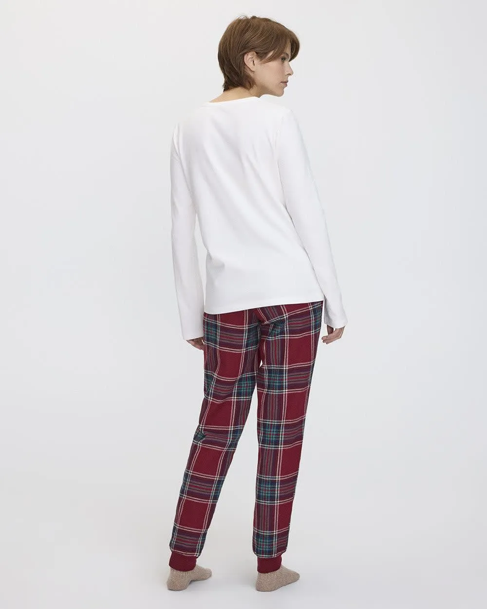 Long-Sleeve Top and Flannel Jogger Pyjama Set sold by Reitmans product image thumbnail 2