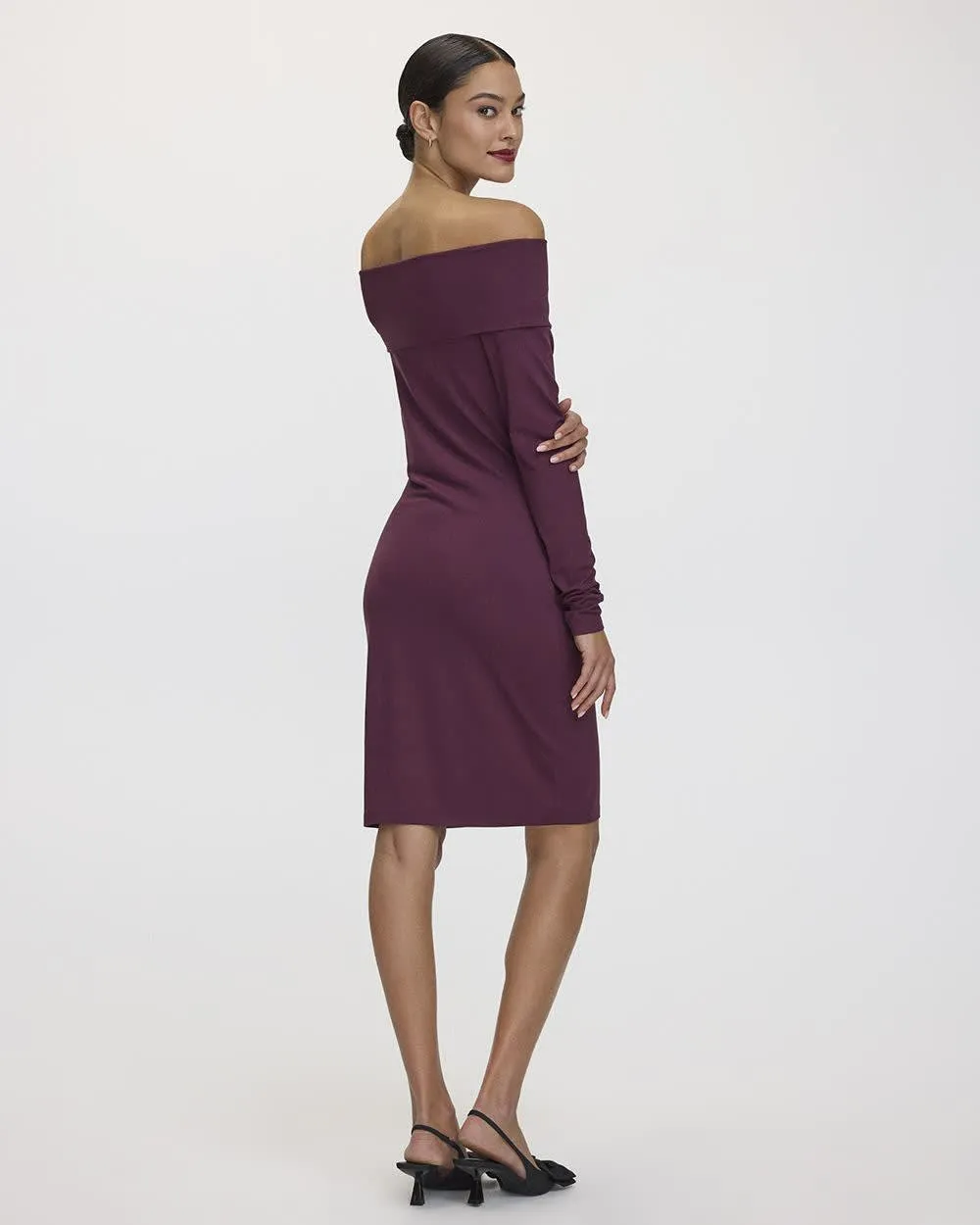 Long-Sleeve Off-the-Shoulder Bodycon Dress sold by Reitmans product image thumbnail 2