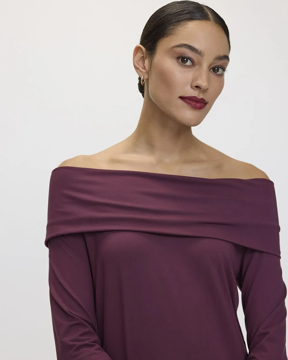 Long-Sleeve Off-the-Shoulder Bodycon Dress sold by Reitmans product image thumbnail 4