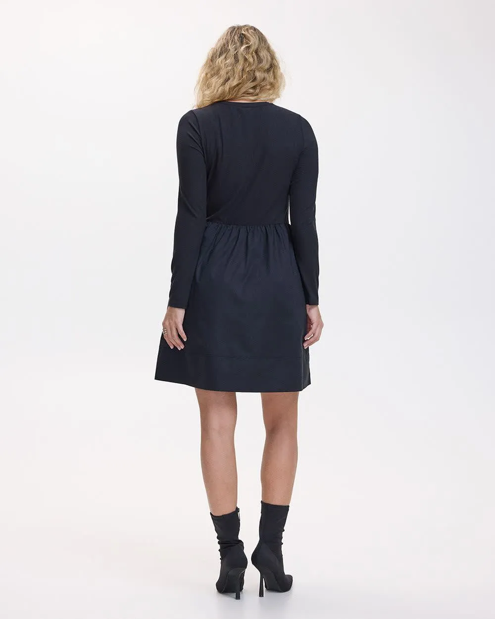 Long-Sleeve Mix-Media Dress with Crew Neckline sold by Reitmans product image thumbnail 2