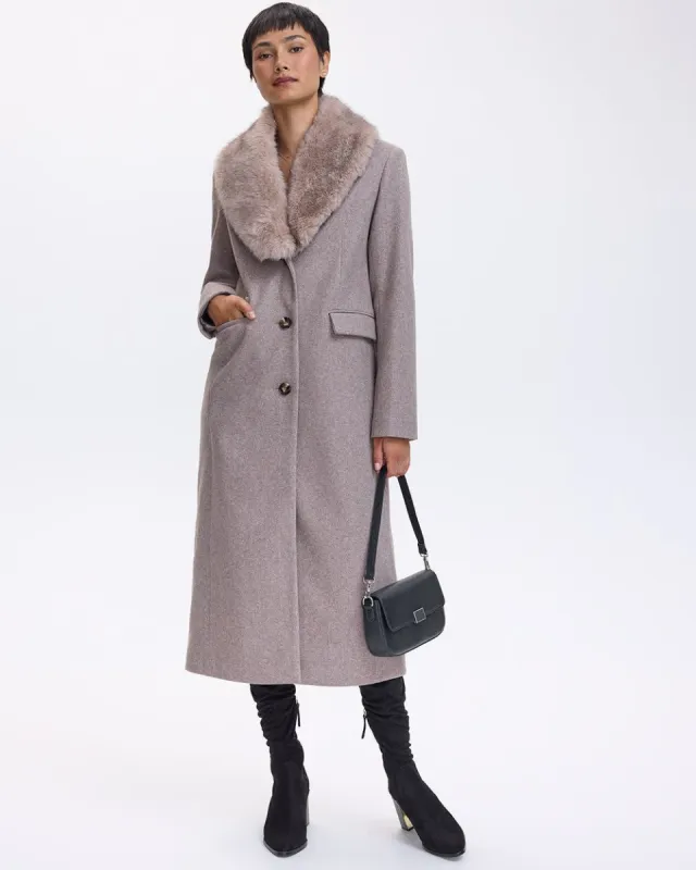 Maxi Coat with Faux Fur Collar made by Reitmans