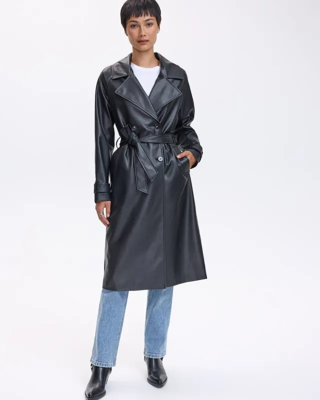 Faux Leather Trench Coat sold by Reitmans