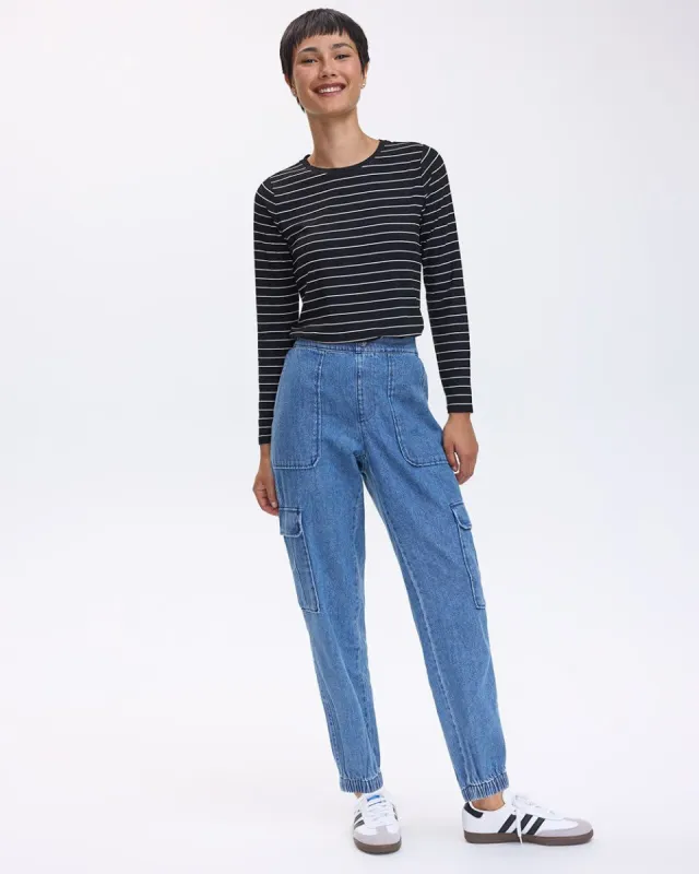 Denim Jogger with Cargo Pockets - Petite sold by Reitmans