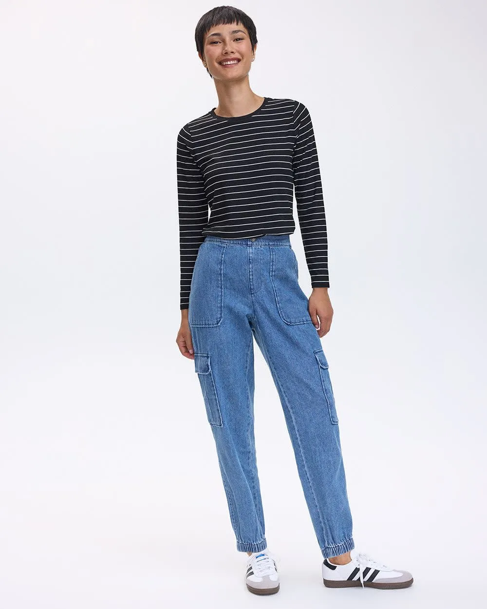 Denim Jogger with Cargo Pockets - Petite sold by Reitmans
