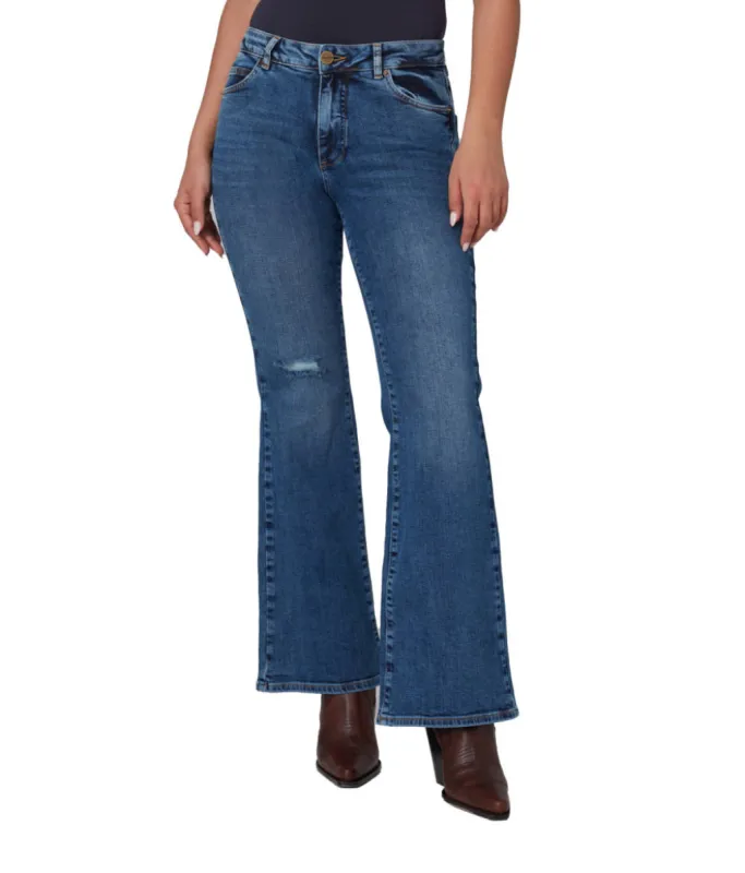 Lola Jeans BRADLY-DIS Mid Rise Flare Jeans sold by Reitmans
