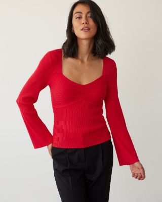 Bustier Effect Bodycon Sweater with Long Pagoda Sleeves | Regular | Reitmans sold by Reitmans