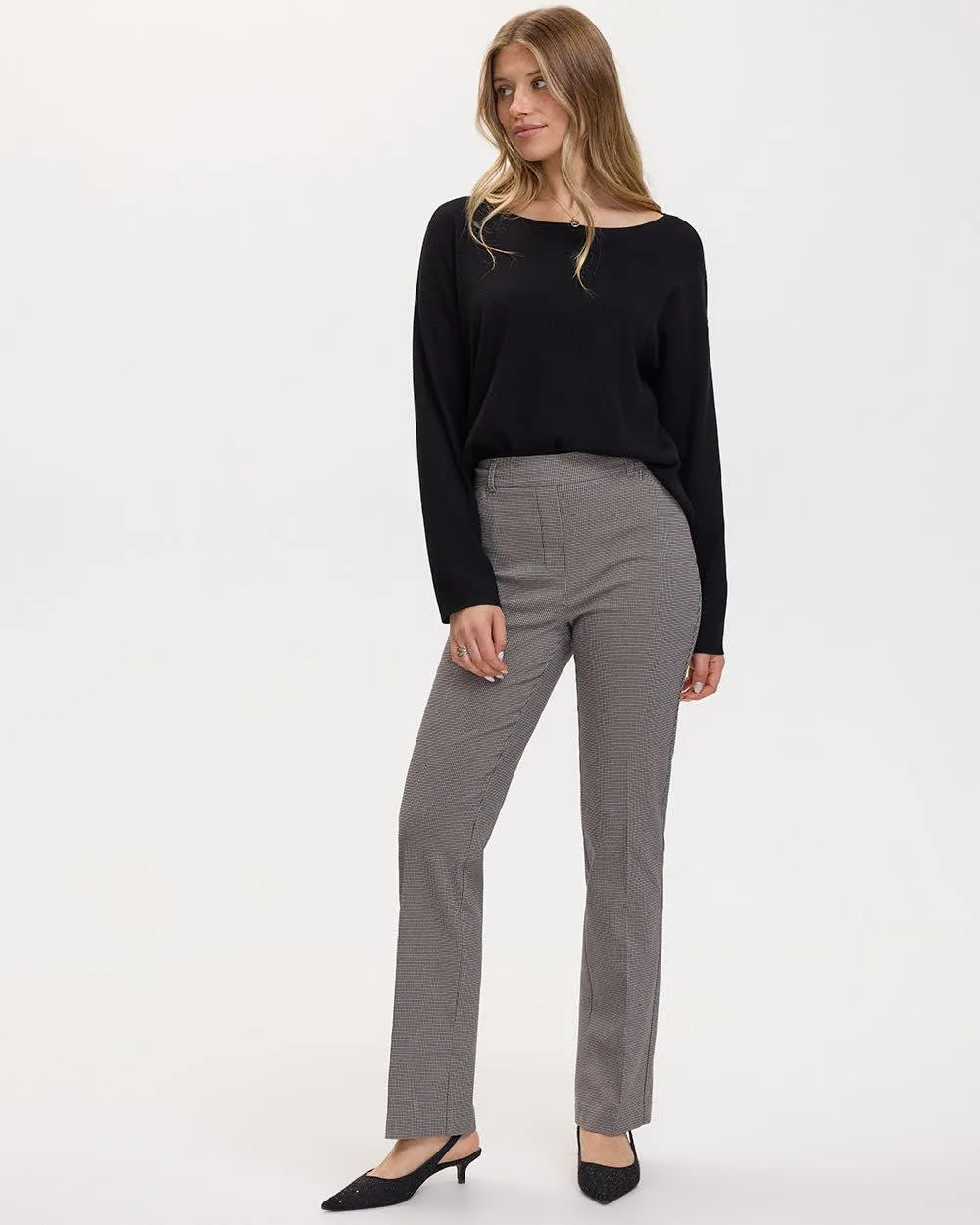 Straight-Leg High-Rise Houndstooth Pants - The Iconic (R) - Petite sold by Reitmans product image thumbnail 3