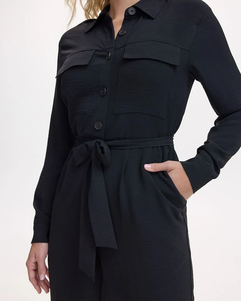 Straight-Leg Long-Sleeve Jumpsuit with Utility Pockets sold by Reitmans product image thumbnail 4