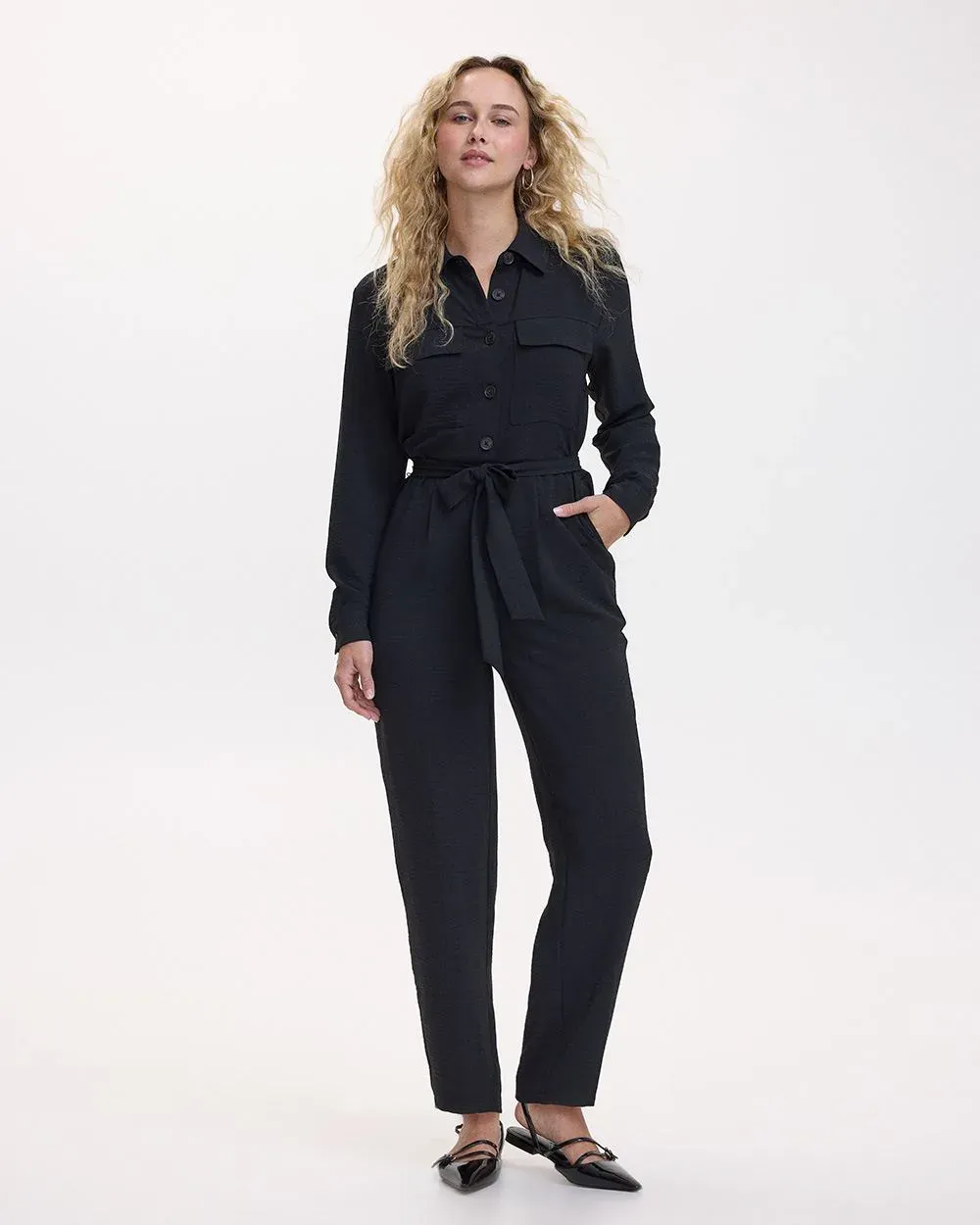 Straight-Leg Long-Sleeve Jumpsuit with Utility Pockets sold by Reitmans product image thumbnail 5