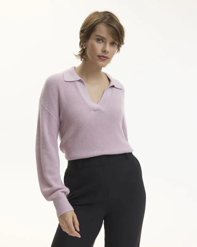 Long-Sleeve Cashmere-Blend Sweater with Johnny Collar sold by Reitmans