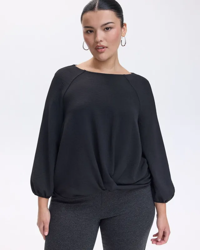 Long-Sleeve Satin Blouse with Twisted Detail sold by Reitmans