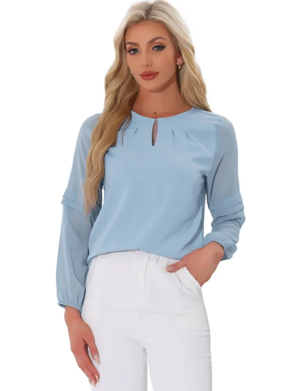 Allegra K- Long Sleeve Keyhole Neck Blouse Top sold by Reitmans
