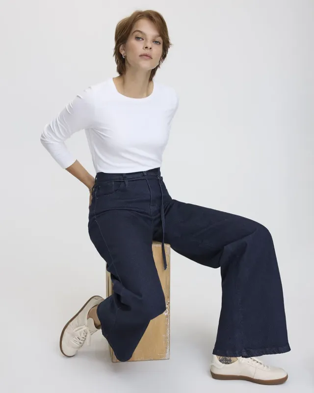 Belted Wide-Leg High-Rise Denim Pant sold by Reitmans