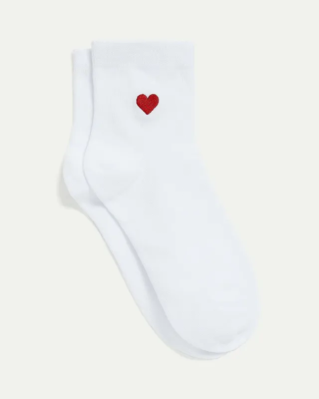 Cotton Crew Socks with Heart sold by Reitmans