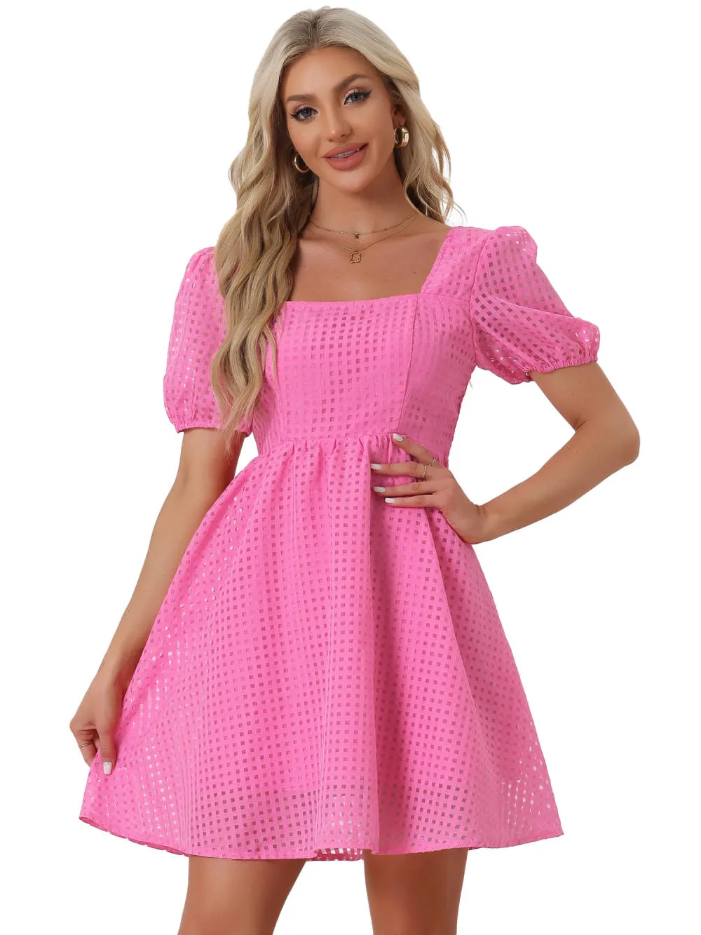 Allegra K- Short Sleeve Square Neck A-Line Dress sold by Reitmans