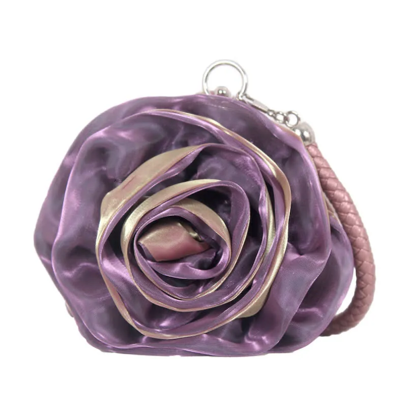Blue Satine Rose Flower Clutch Handbag with Removeable Strap - Don't AsK sold by Reitmans