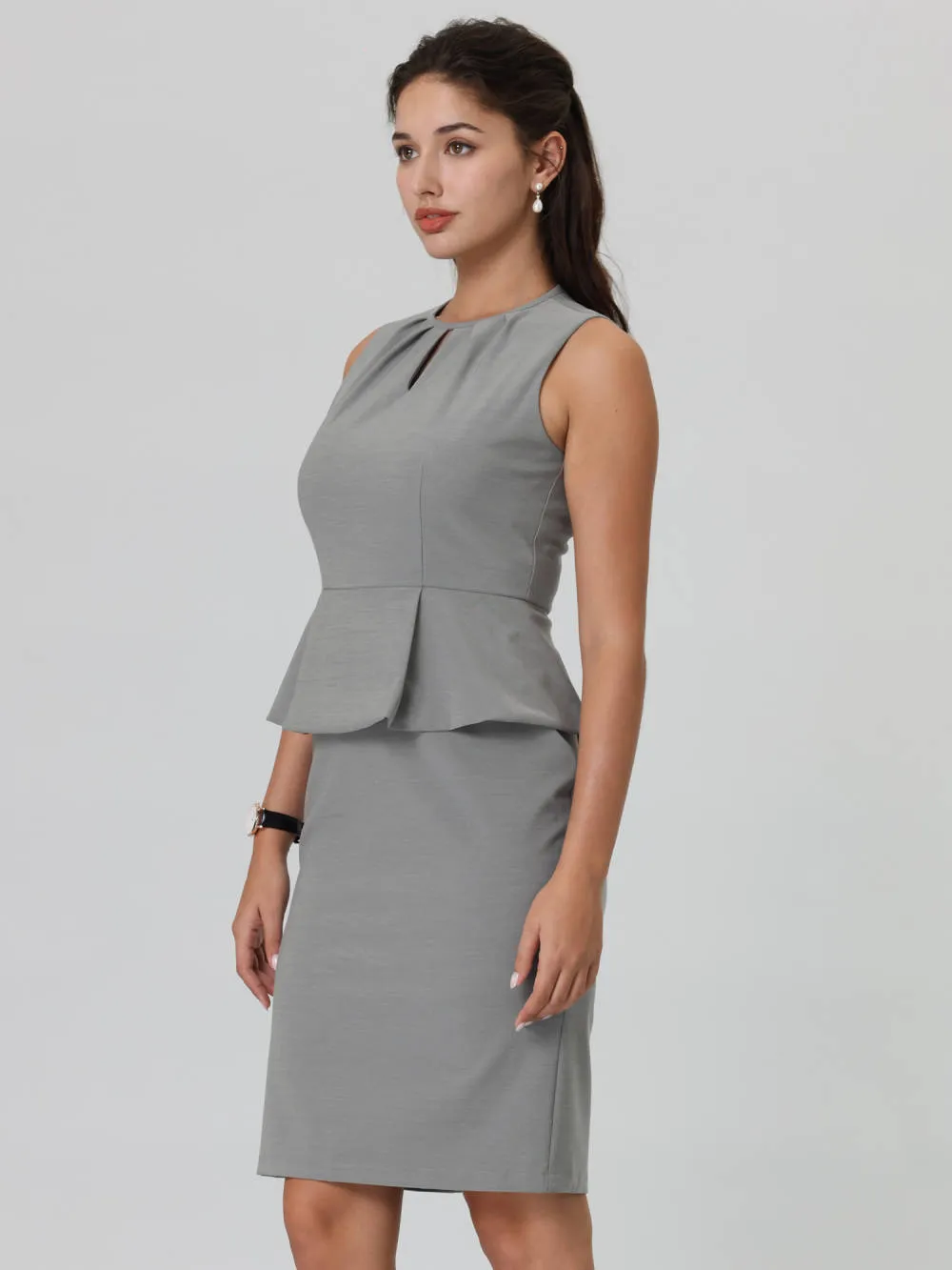 Hobemty- PLeated Neck Peplum Pencil Sheath Dress sold by Reitmans product image thumbnail 2
