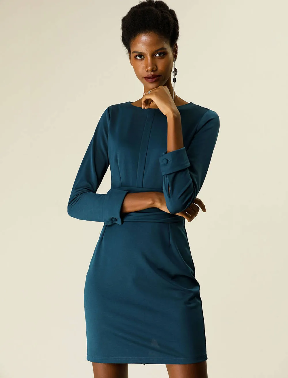 Allegra K- Boat Neck Cinched Waist Sheath Dress sold by Reitmans product image thumbnail 2