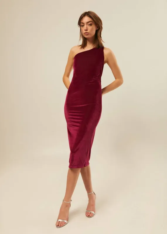 Hilary MacMillan- Velvet One Shoulder Dress sold by Reitmans
