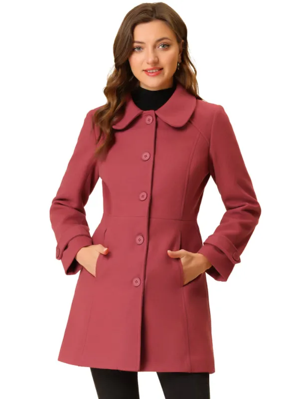 Allegra K- Peter Pan Collar Single Breasted Button Front Coat sold by Reitmans