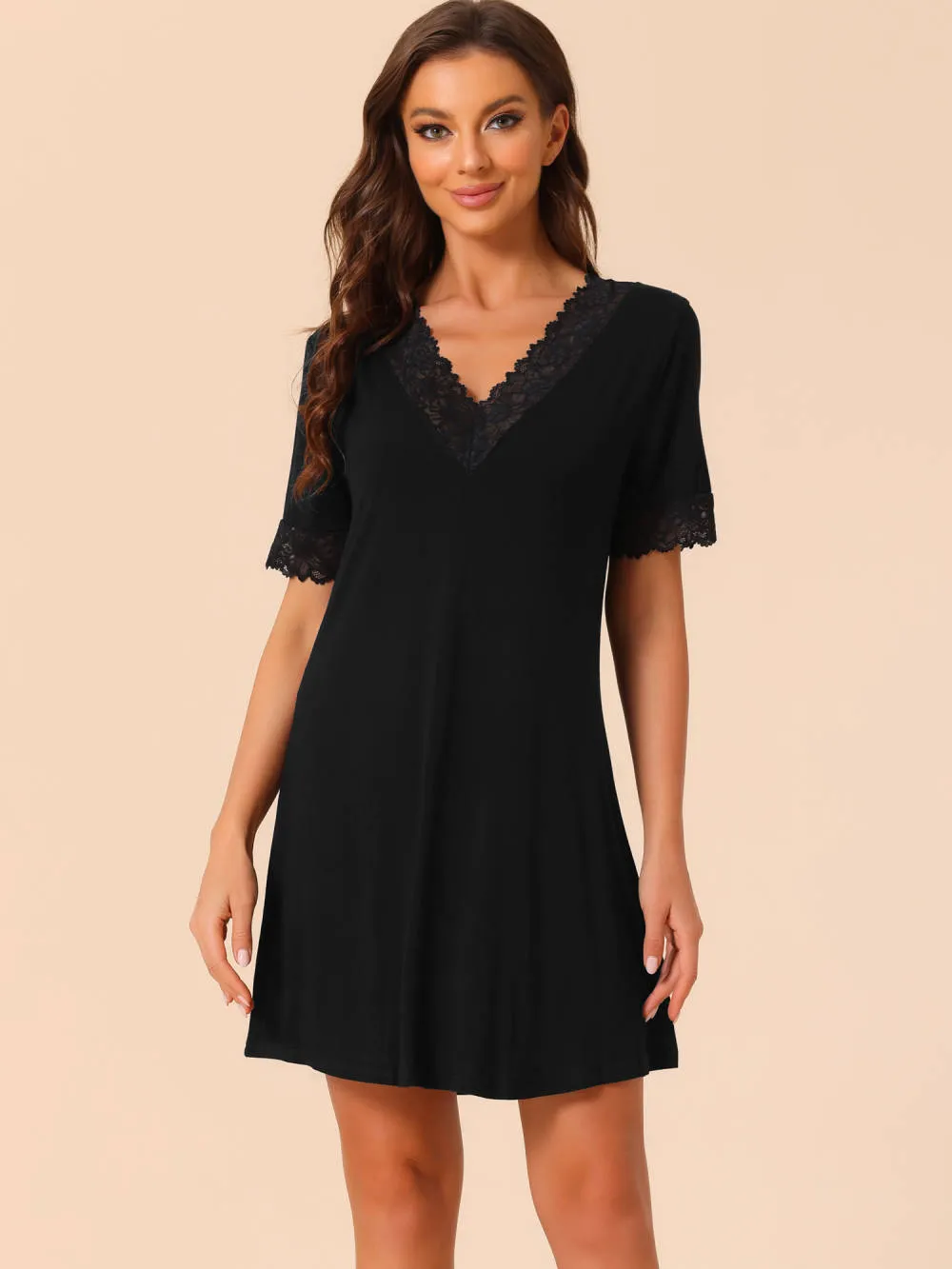 cheibear - V Neck Short Sleeves Lounge Nightgown sold by Reitmans product image thumbnail 2