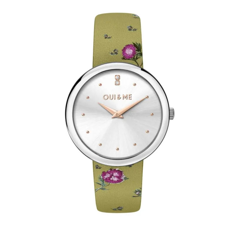 OUI & ME-Chérie 34mm 2 Hand Silver Flower Dial Watch With Stainless Steel And Rose Gold Bracelet sold by Reitmans