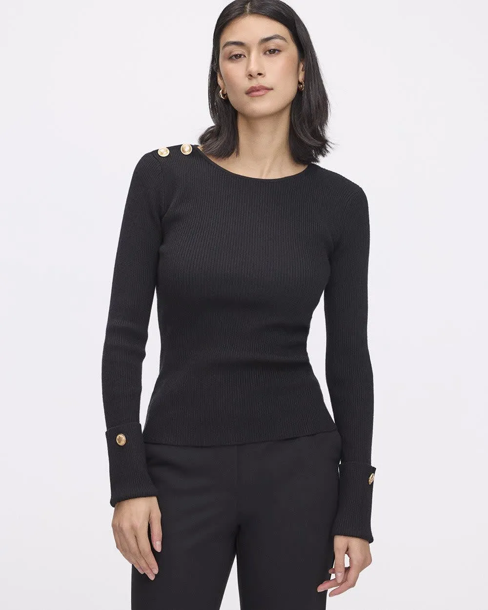Long-Sleeve Boat-Neck Bodycon Pullover sold by Reitmans product image thumbnail 3