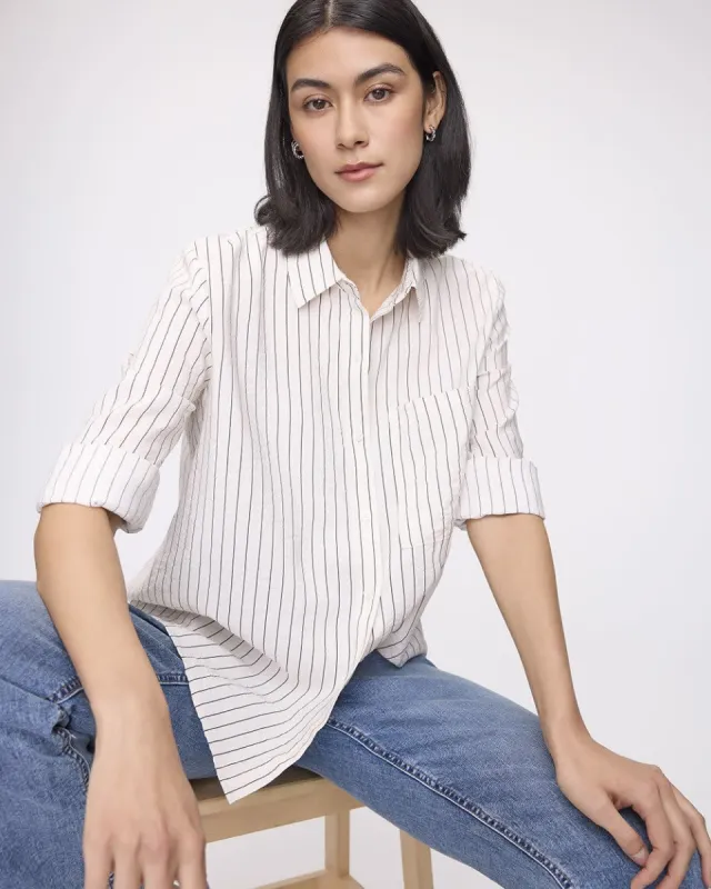 Striped Long-Sleeve Buttoned-Down Blouse sold by Reitmans
