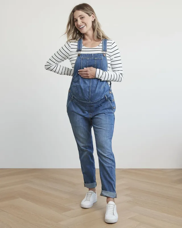Medium Wash Denim Overalls - Thyme Maternity sold by Reitmans
