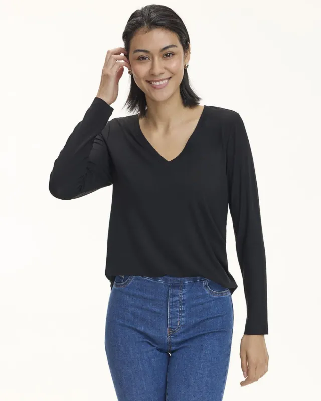 Long-Sleeve V-Neck Tee - R Essentials sold by Reitmans