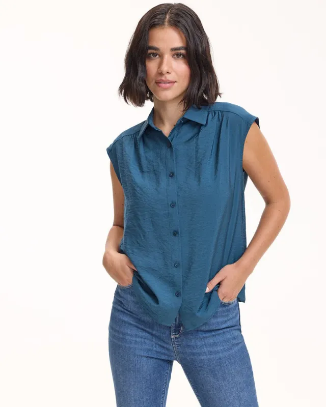 Extended-Sleeve Buttoned-Down Blouse sold by Reitmans