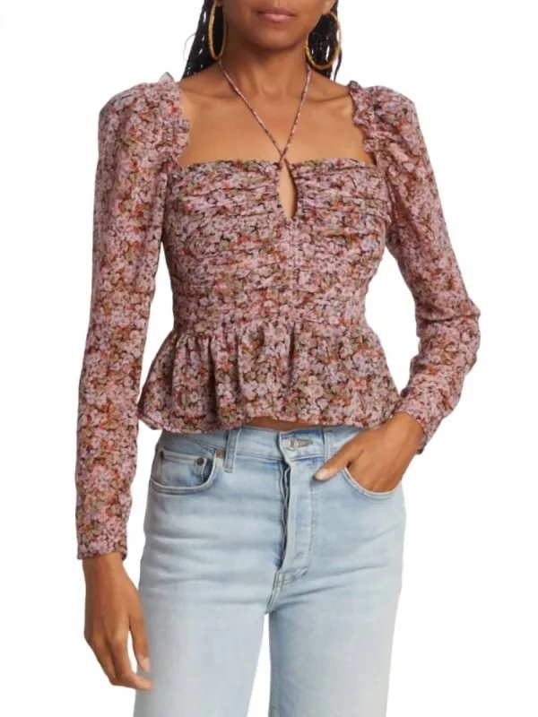 ASTR - Floral Rouched Long Sleeve Blouse sold by Reitmans
