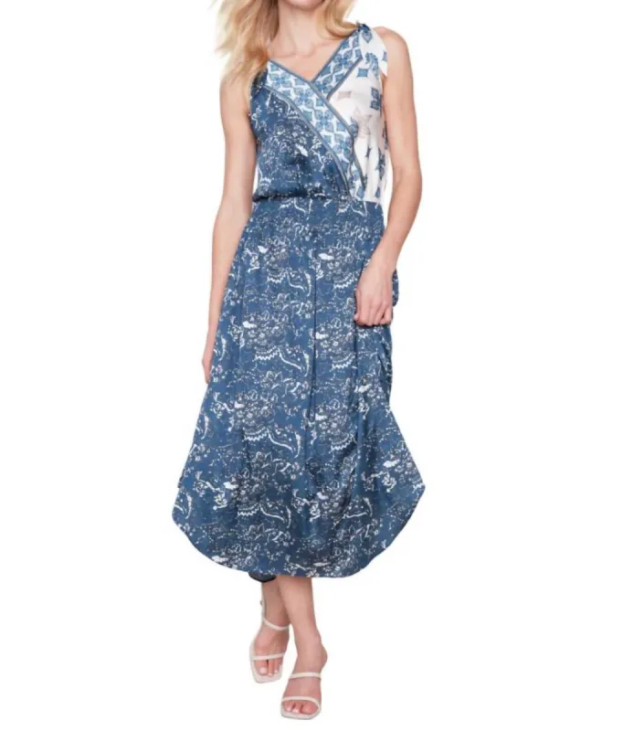 CHARLIE B - Printed Front Overlap Satin Dress sold by Reitmans