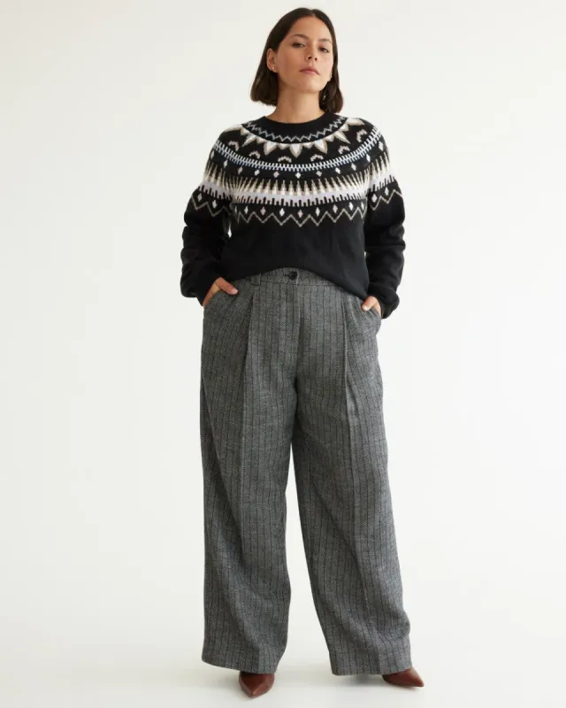 Wide-Leg High-Rise Herringbone Pants - Petite sold by Reitmans