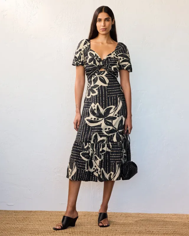 Short-Sleeve Fit and Flare Tiered Midi Dress made by Reitmans