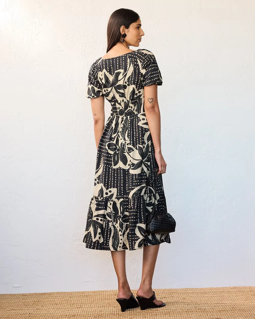 Short-Sleeve Fit and Flare Tiered Midi Dress sold by Reitmans product image thumbnail 2