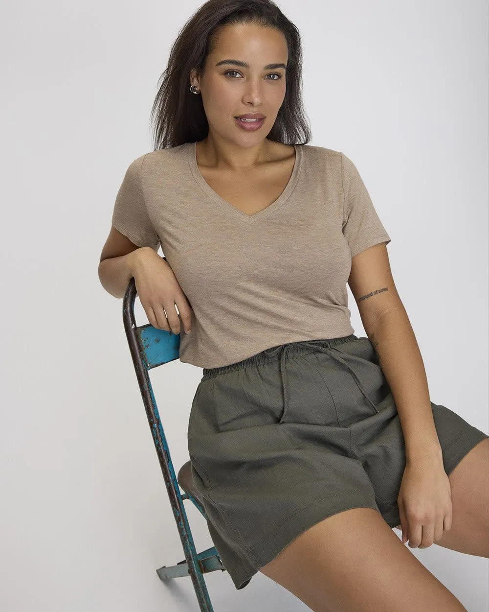 Short-Sleeve V-Neck Tee - R Essentials sold by Reitmans product image thumbnail 3