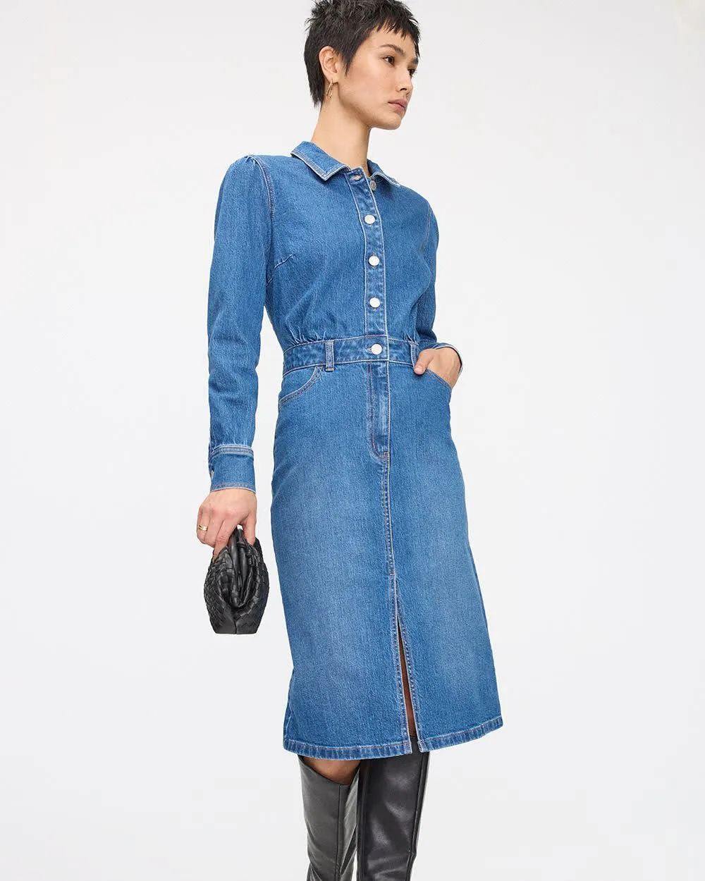 Fitted Buttoned-Down Denim Dress sold by Reitmans