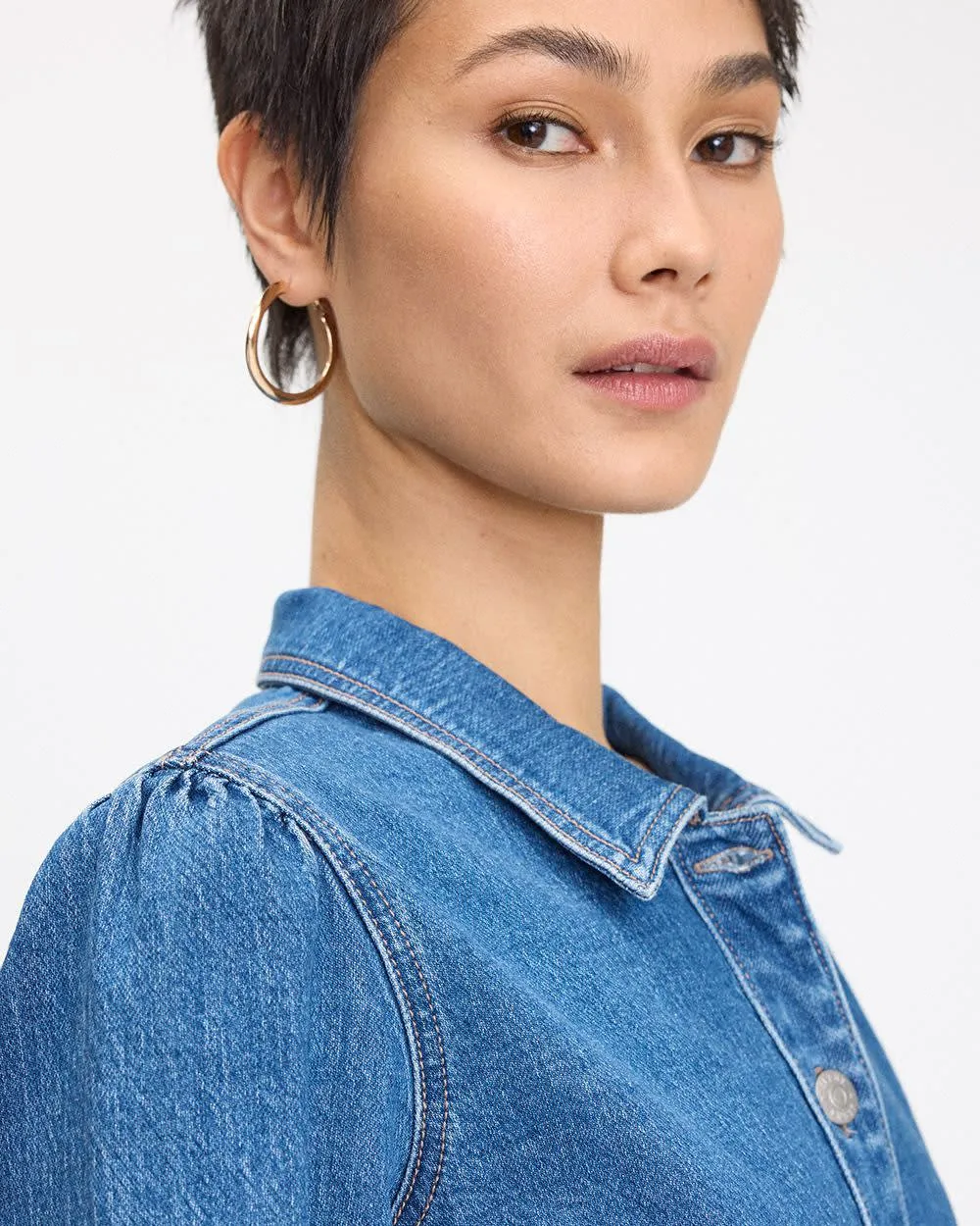 Fitted Buttoned-Down Denim Dress sold by Reitmans product image thumbnail 4