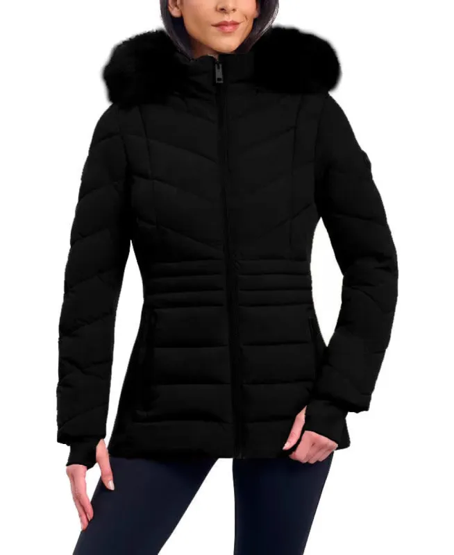 Michael Michael Kors - Women's Chevron Faux Fur Hooded Coat made by Reitmans