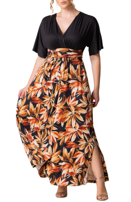 Kiyonna Havana Color Block Maxi Dress (Plus Size) made by Reitmans