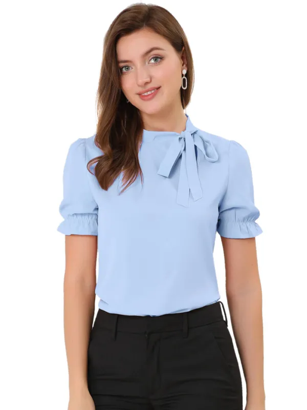 Allegra K - Bow Tie Neck Elegant Summer Top sold by Reitmans